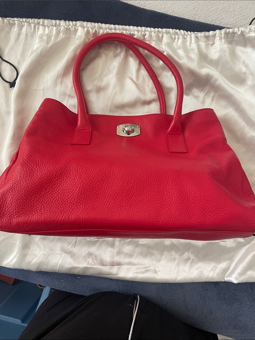 FURLA BAG. Red Leather Tote Handbag